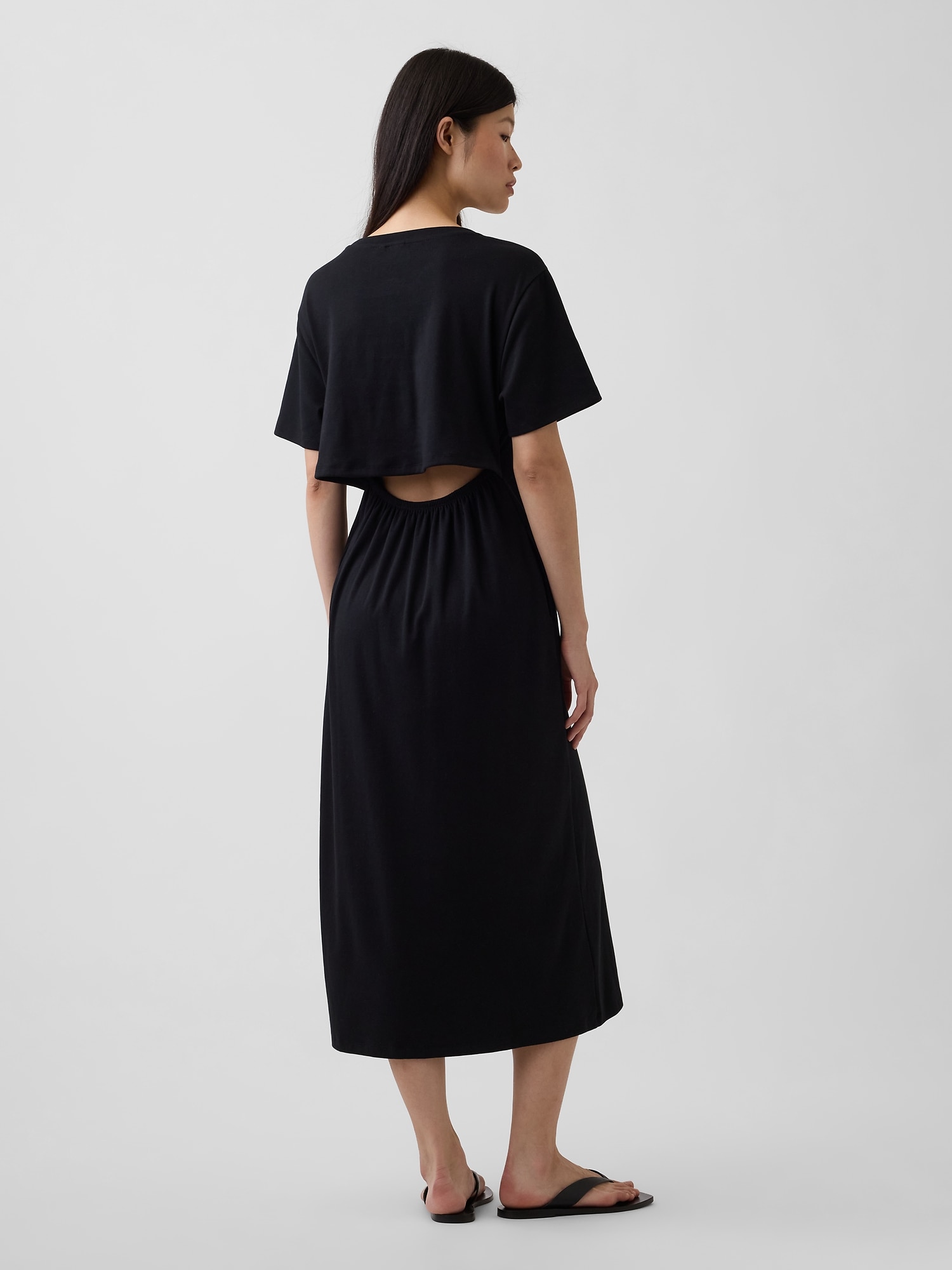 リラックスフィット GAPロゴ カットアウトTシャツ ミディワンピース-1
