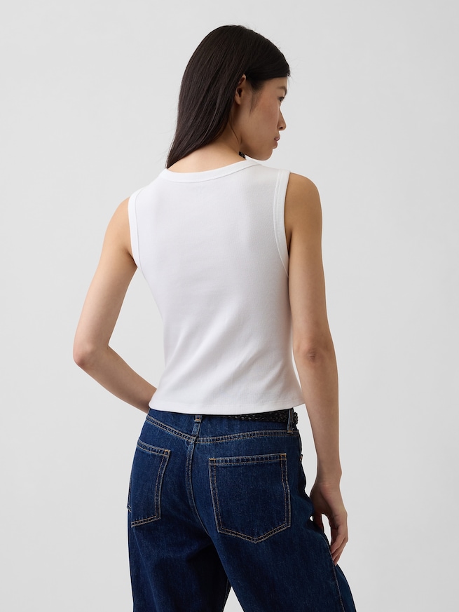 リブ クロップド スクープネック タンクトップ-2