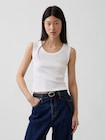 リブ クロップド スクープネック タンクトップ-0