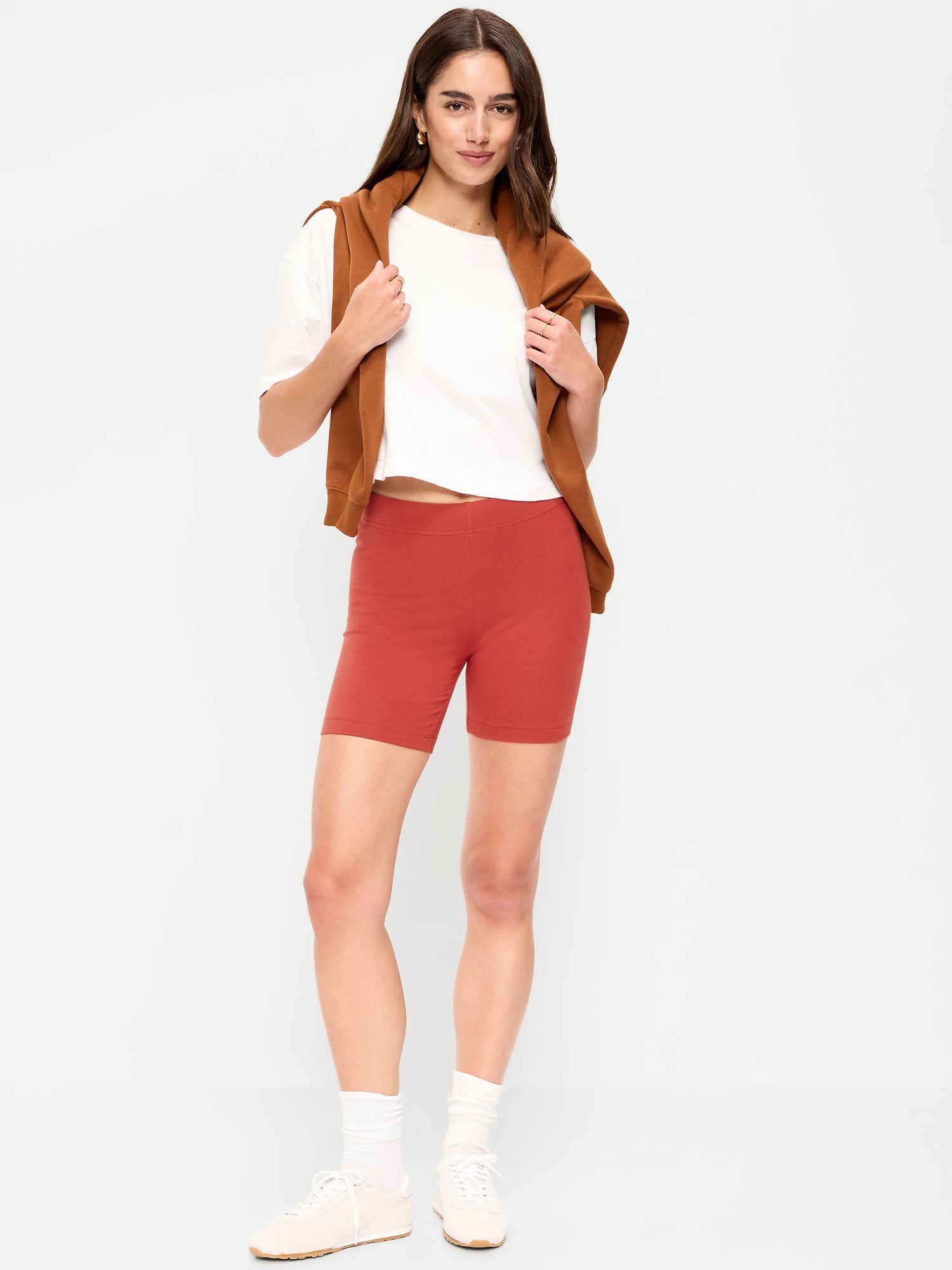 High-Waisted Jersey Biker Shorts -- 6-inch inseam