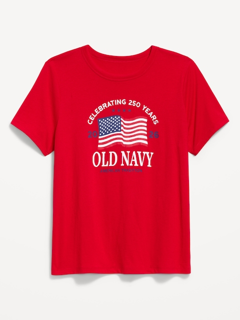 Crew-Neck Flag Graphic T-Shirt