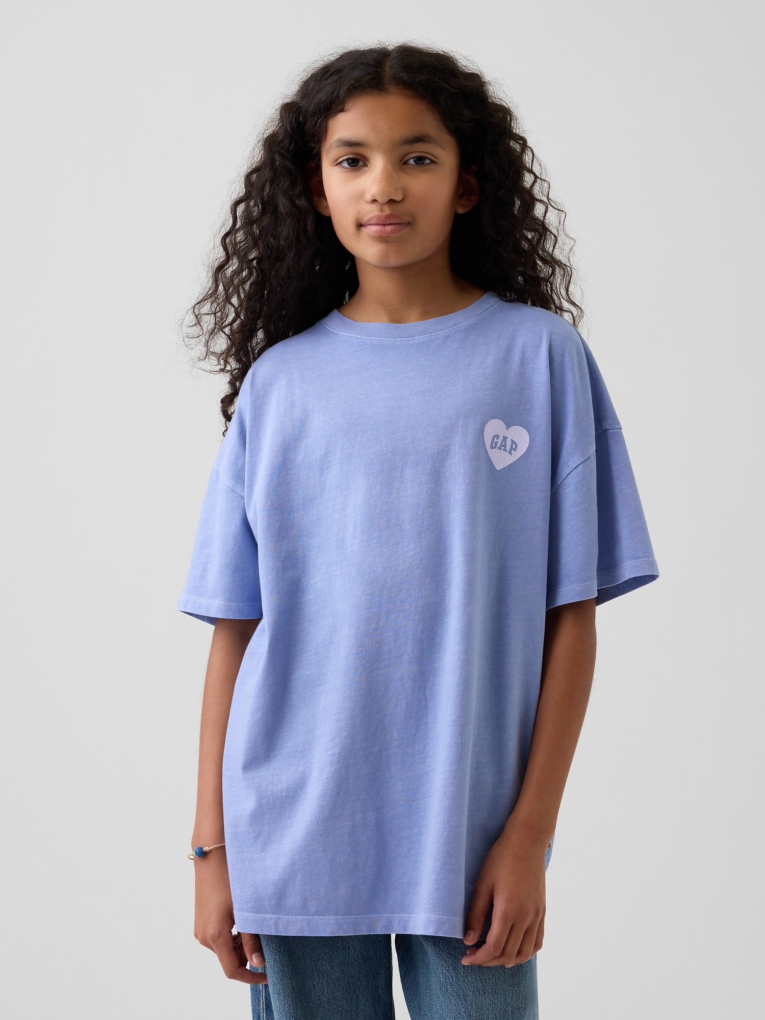 GAPハートロゴ オーバーサイズ チュニックTシャツ (キッズ)-2