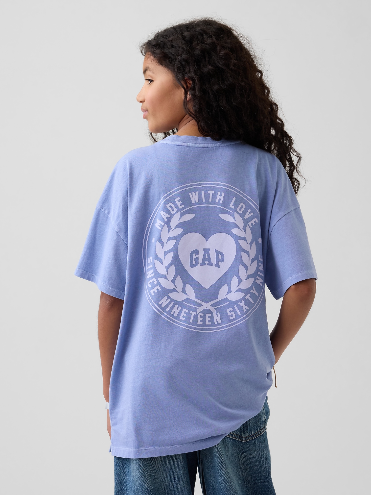 GAPハートロゴ オーバーサイズ チュニックTシャツ (キッズ)-0