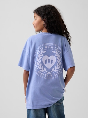 GAPハートロゴ オーバーサイズ チュニックTシャツ (キッズ)