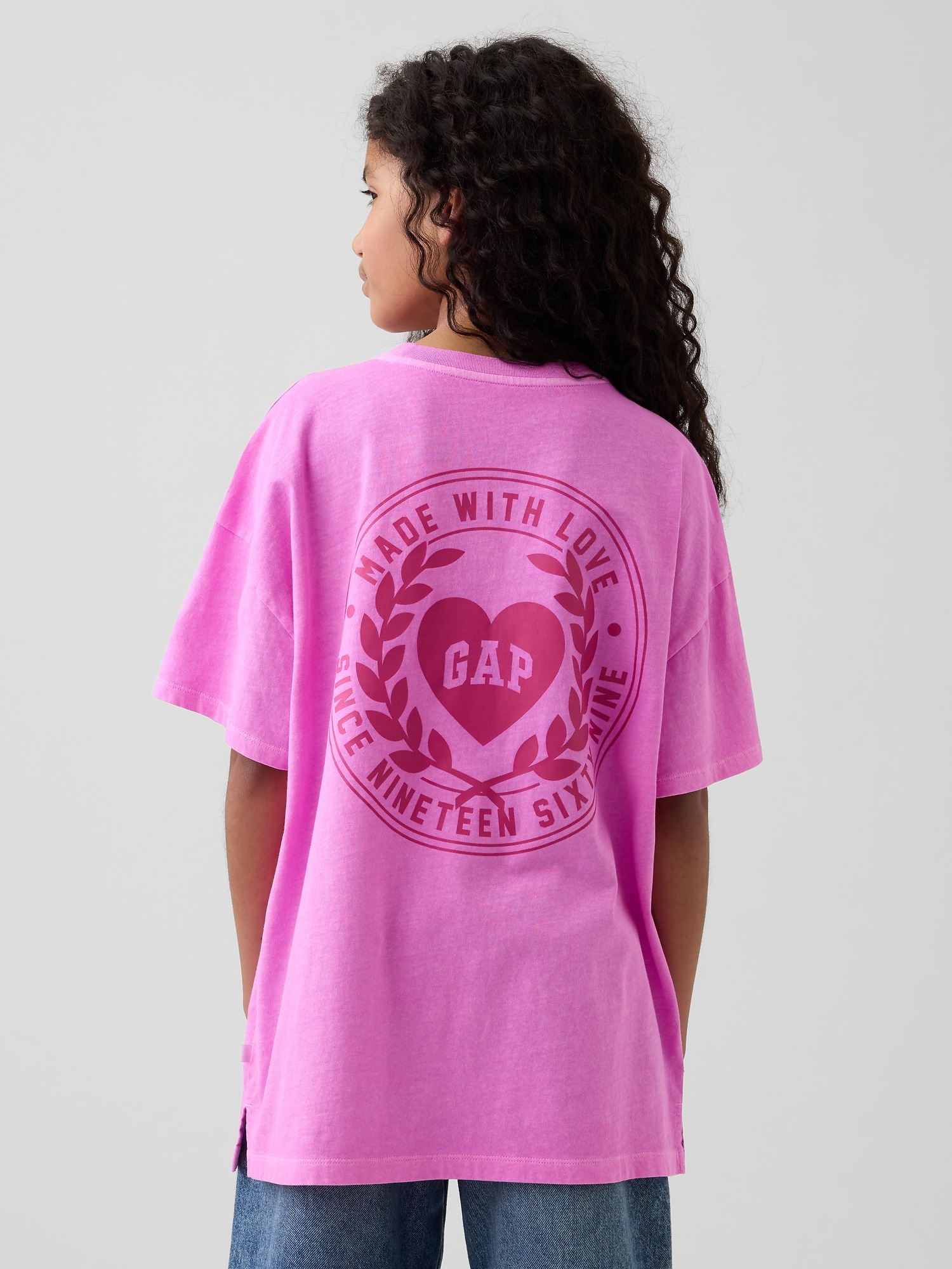 GAPハートロゴ オーバーサイズ チュニックTシャツ (キッズ)-0