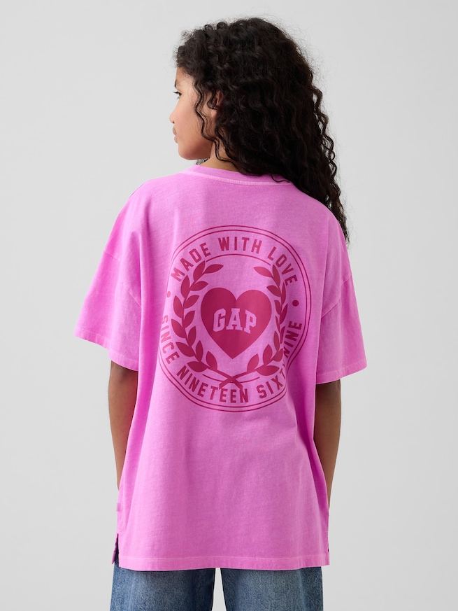 GAPハートロゴ オーバーサイズ チュニックTシャツ (キッズ)-0