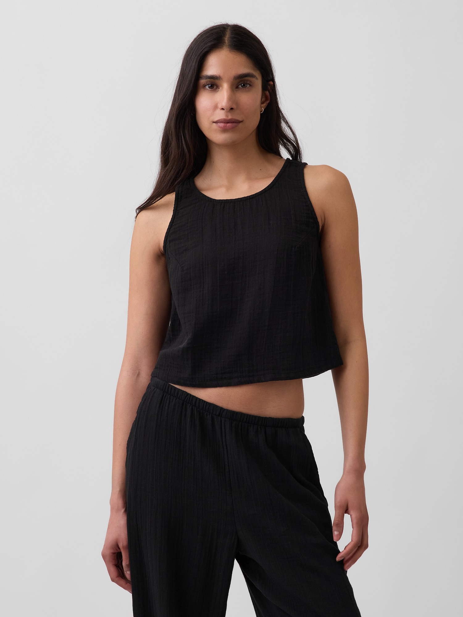 CAMISOLE À DOS NAGEUR EN GAZE DE COTON