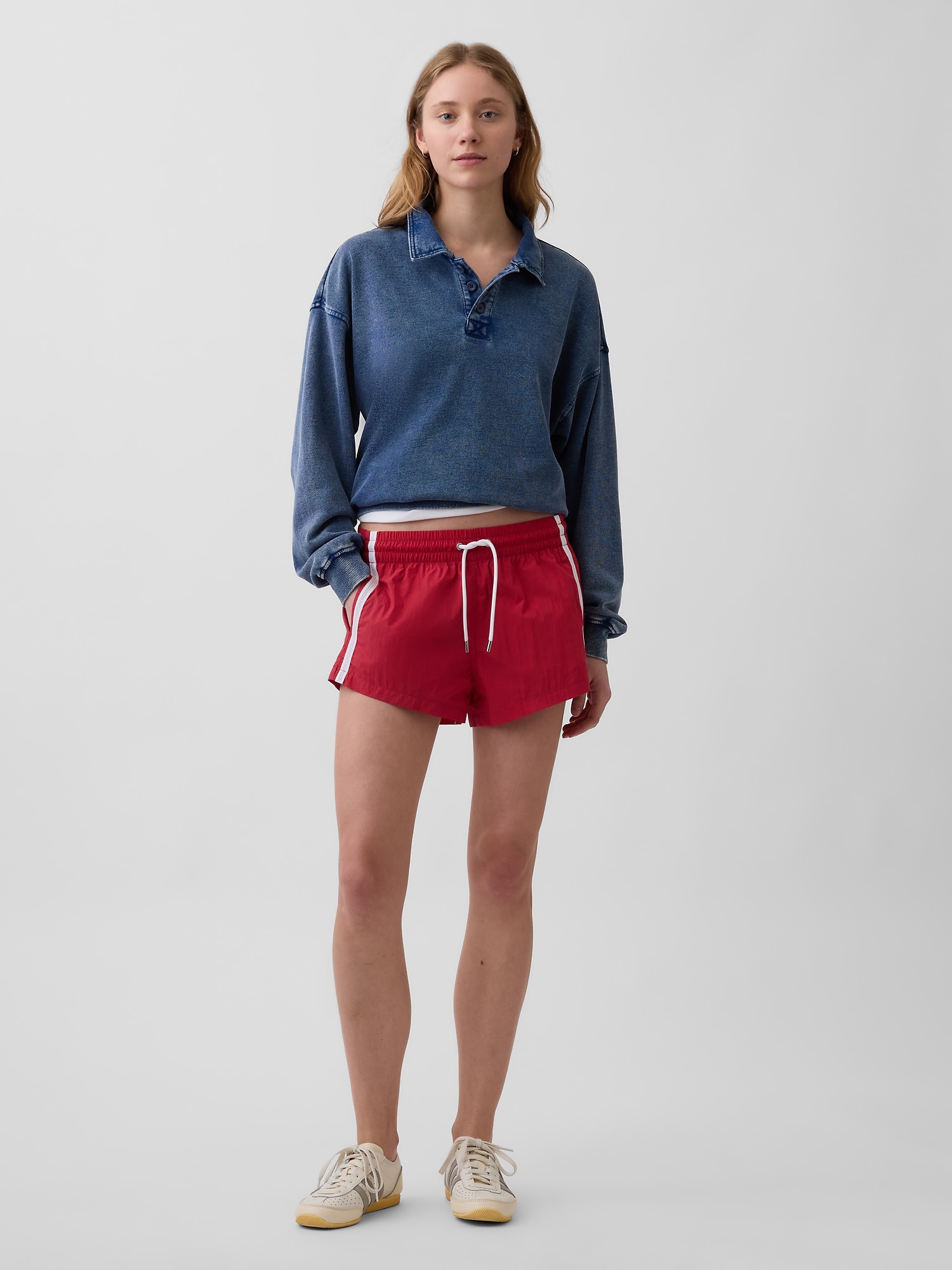 French Terry Oversized Polo Shirt Sweatshirt