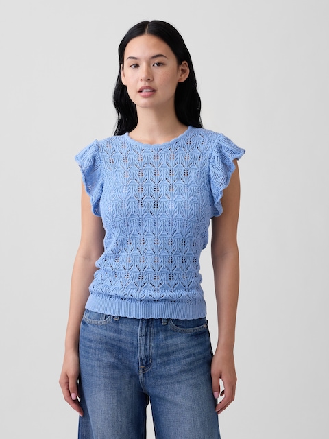 Crochet Flutter Sleeve Top