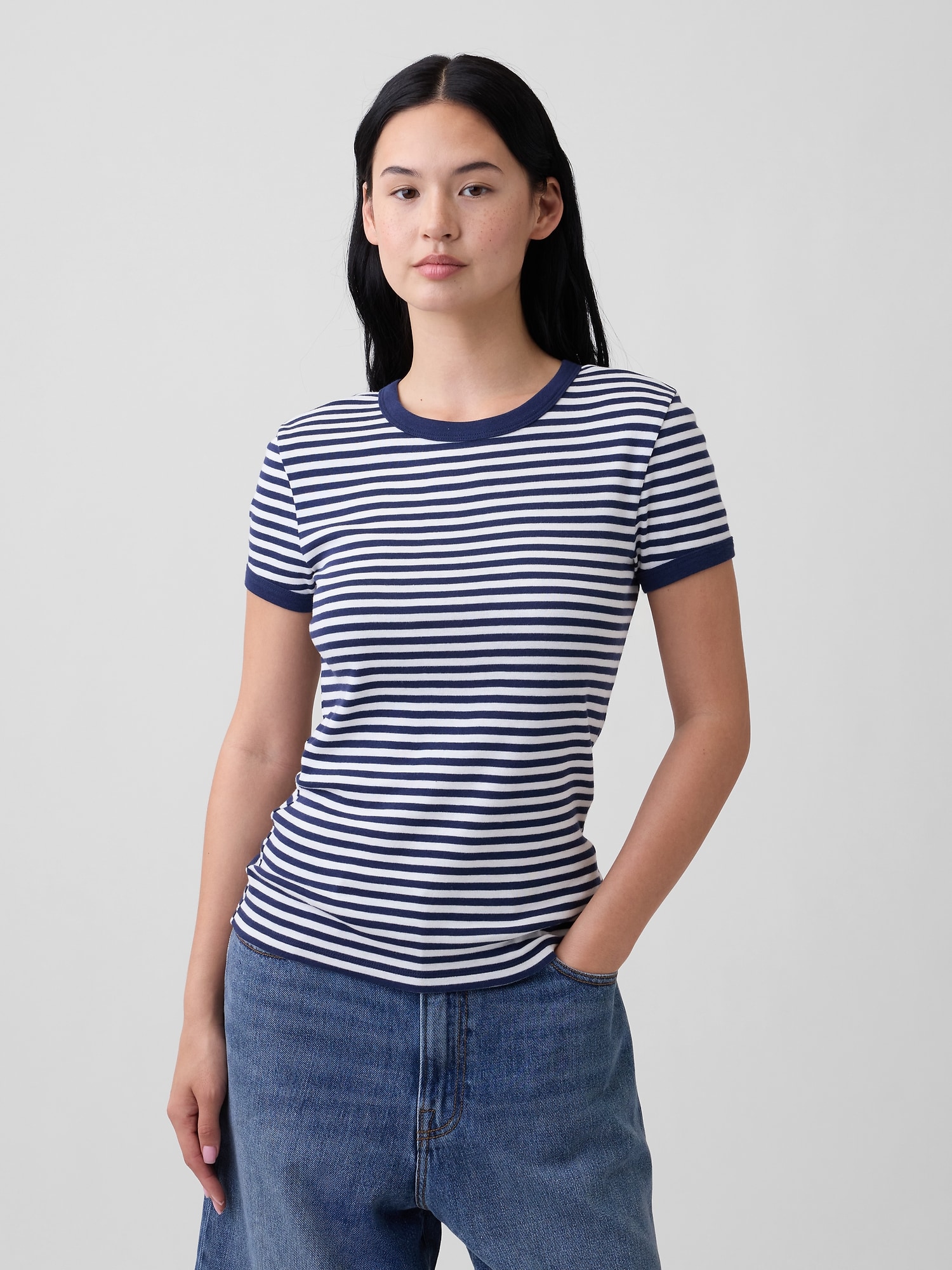 モダンリブ リンガーTシャツ-0