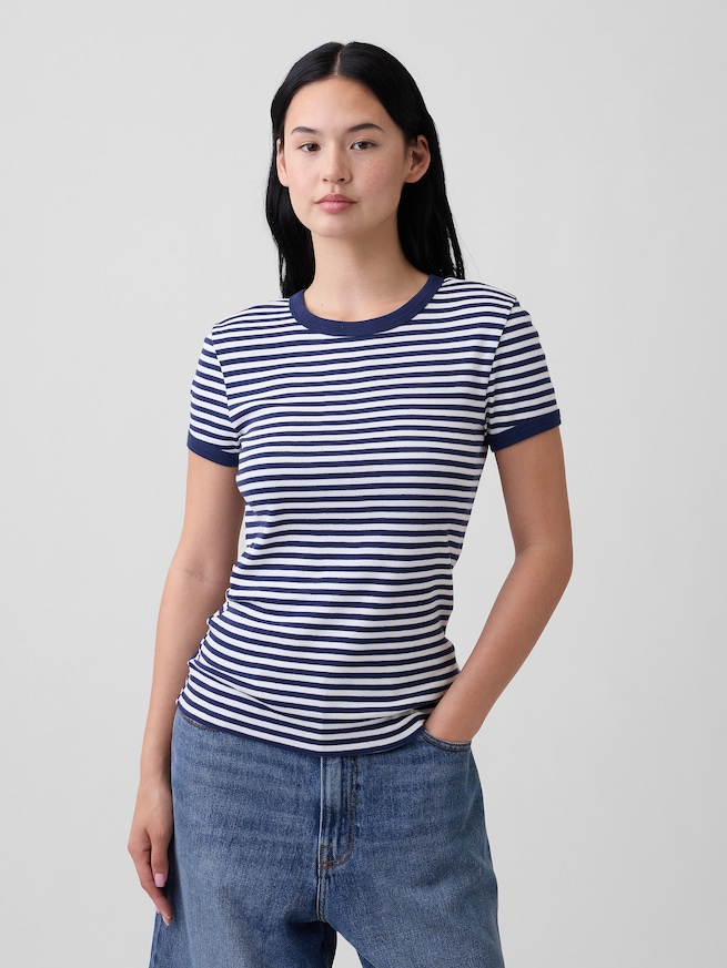 モダンリブ リンガーTシャツ-0