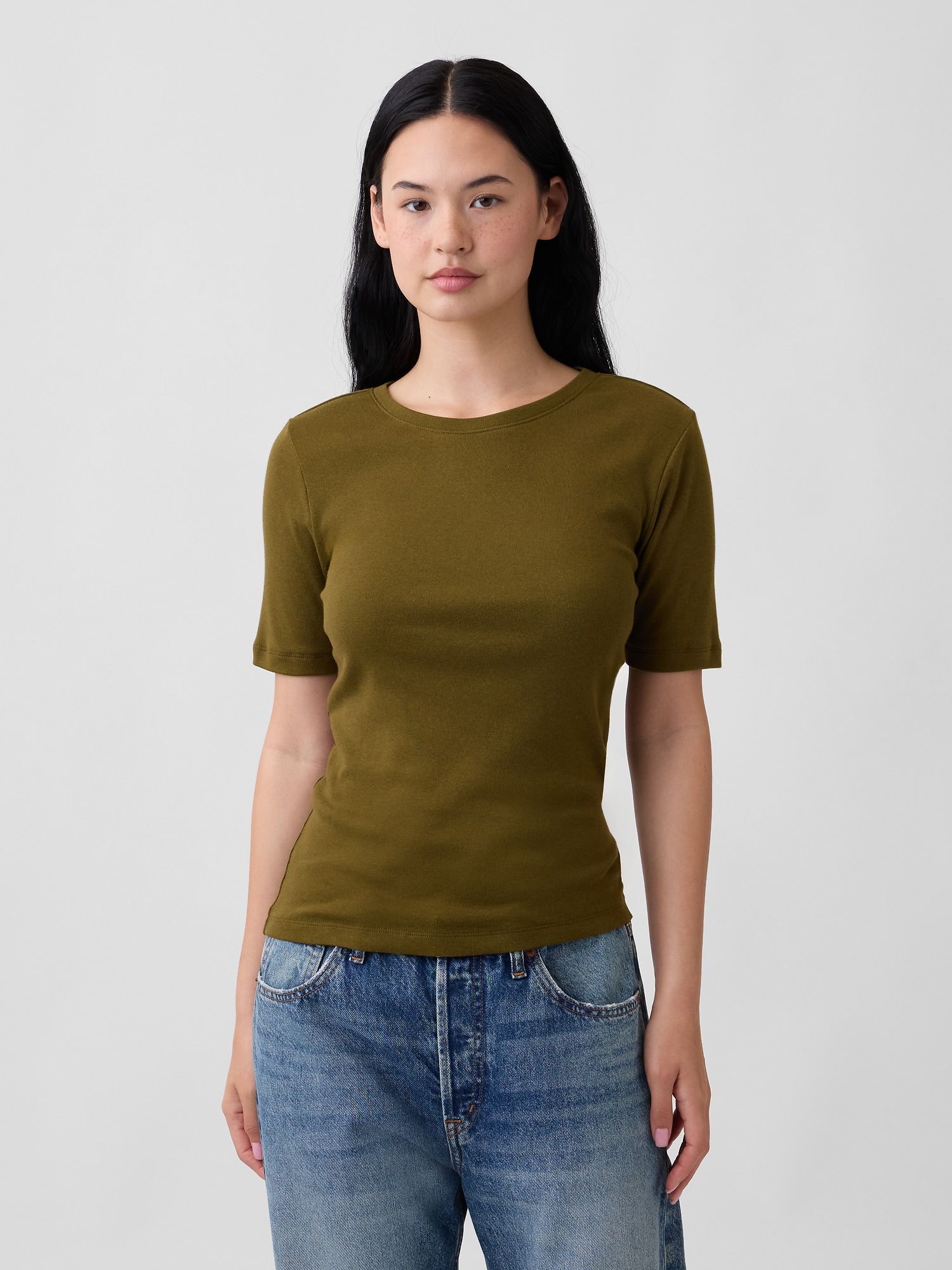 Modern Ribbed Crewneck T-Shirt