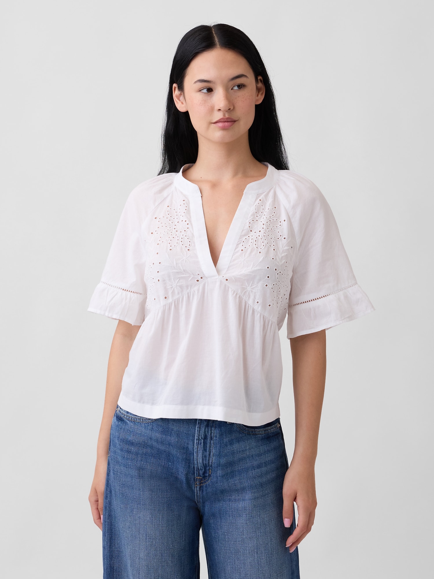 Relaxed Eyelet Top