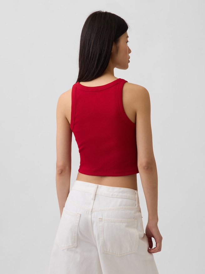 リブ GAPロゴ クロップド タンクトップ-2