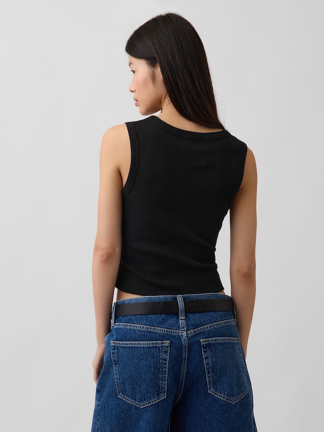 リブ クロップド スクープネック タンクトップ-2