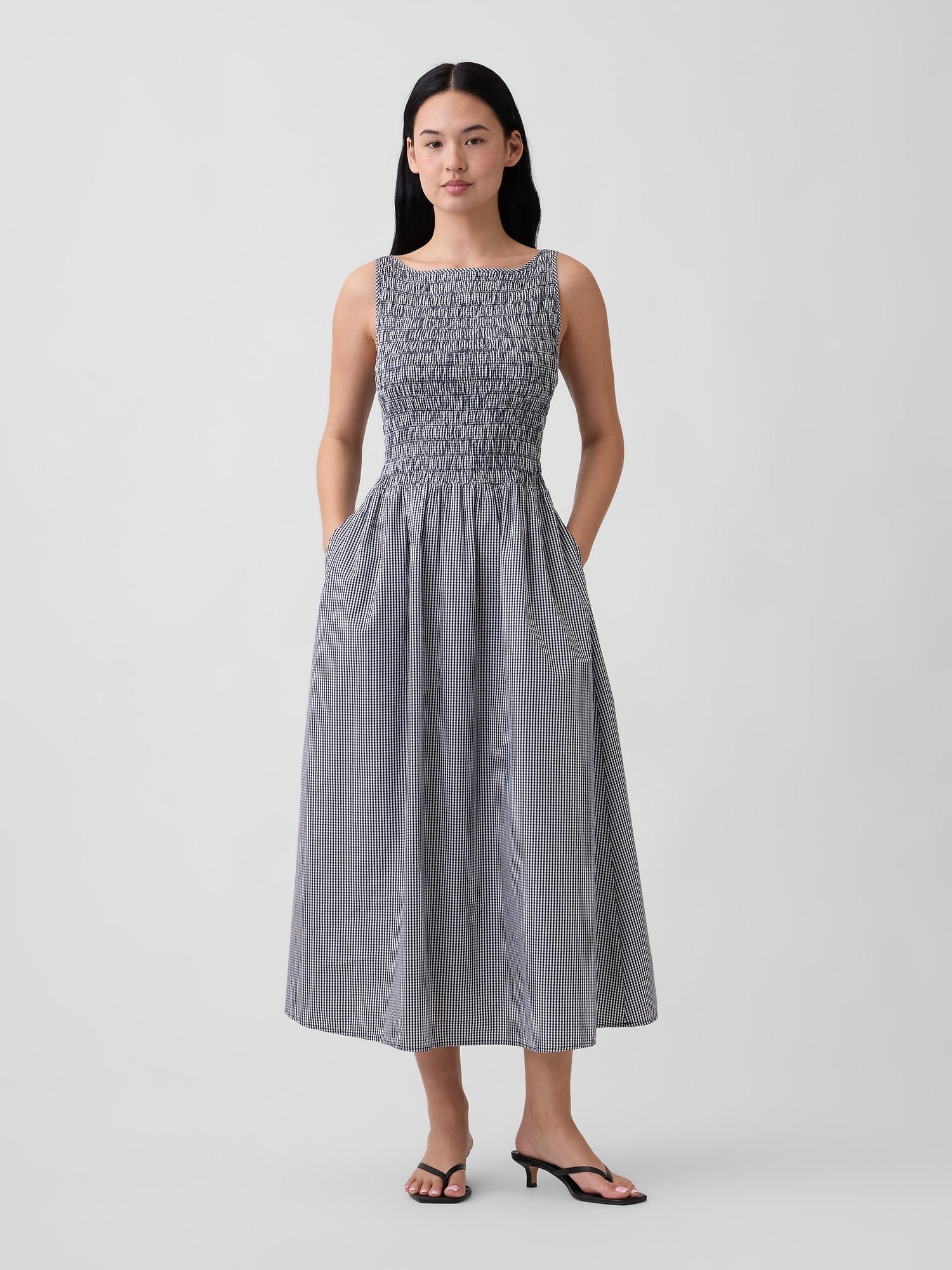 Smocked Boatneck Maxi Dress