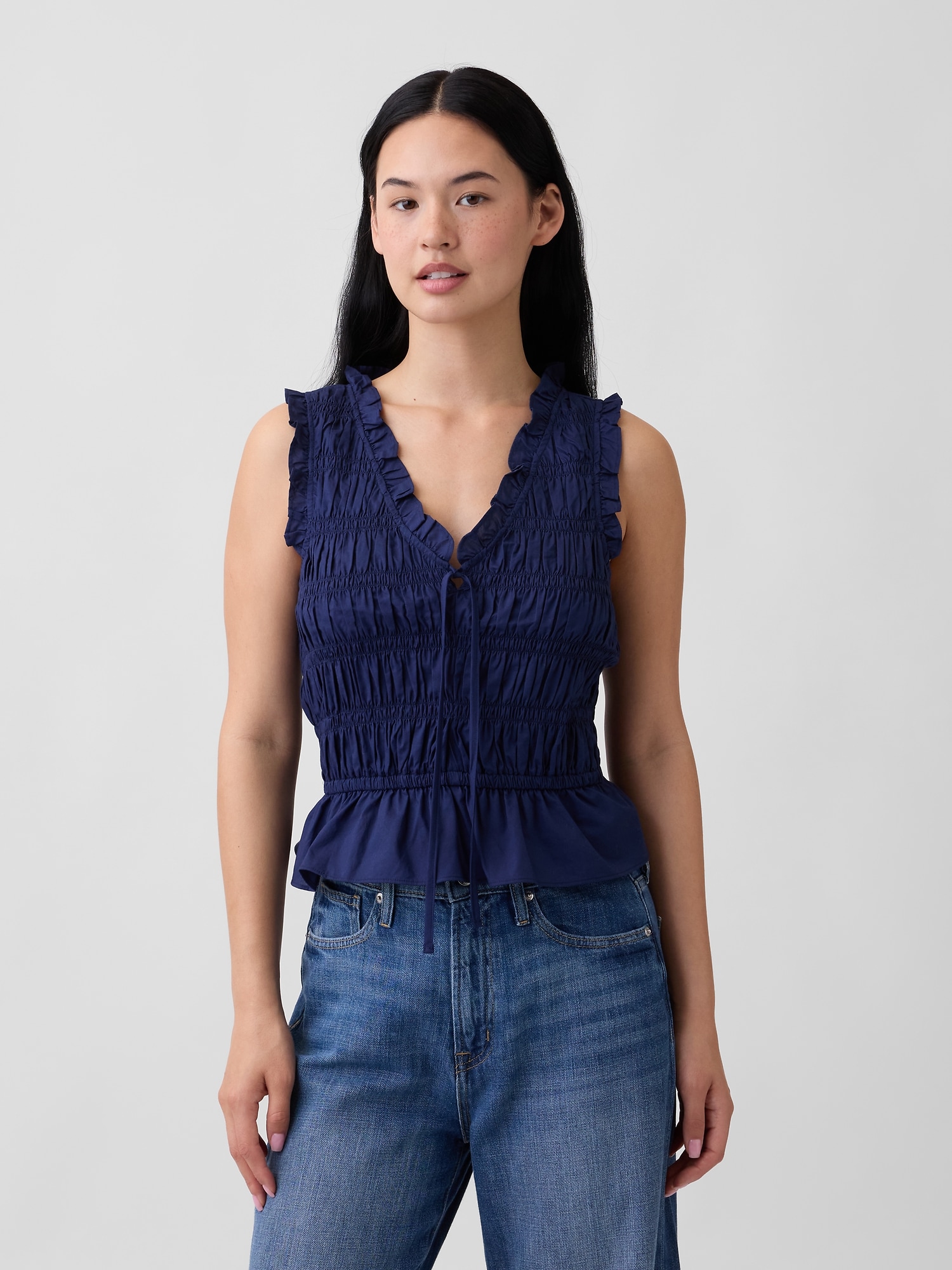 Smocked Sleeveless Top