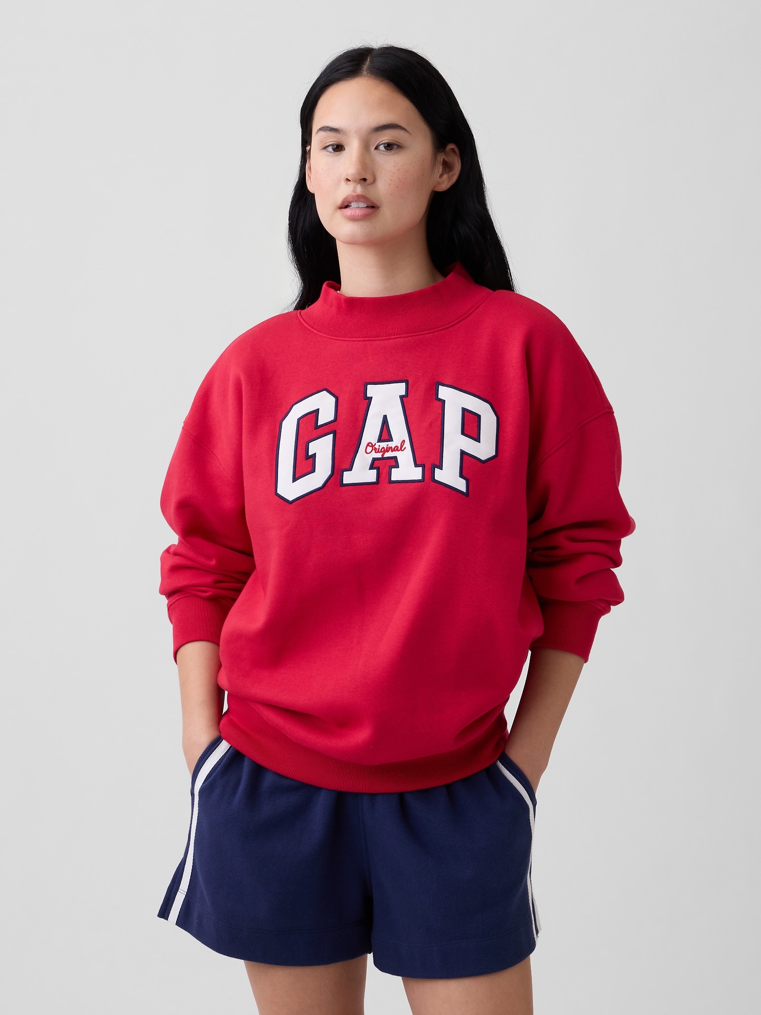 Oversized Gap Logo Mockneck Tunic Sweatshirt