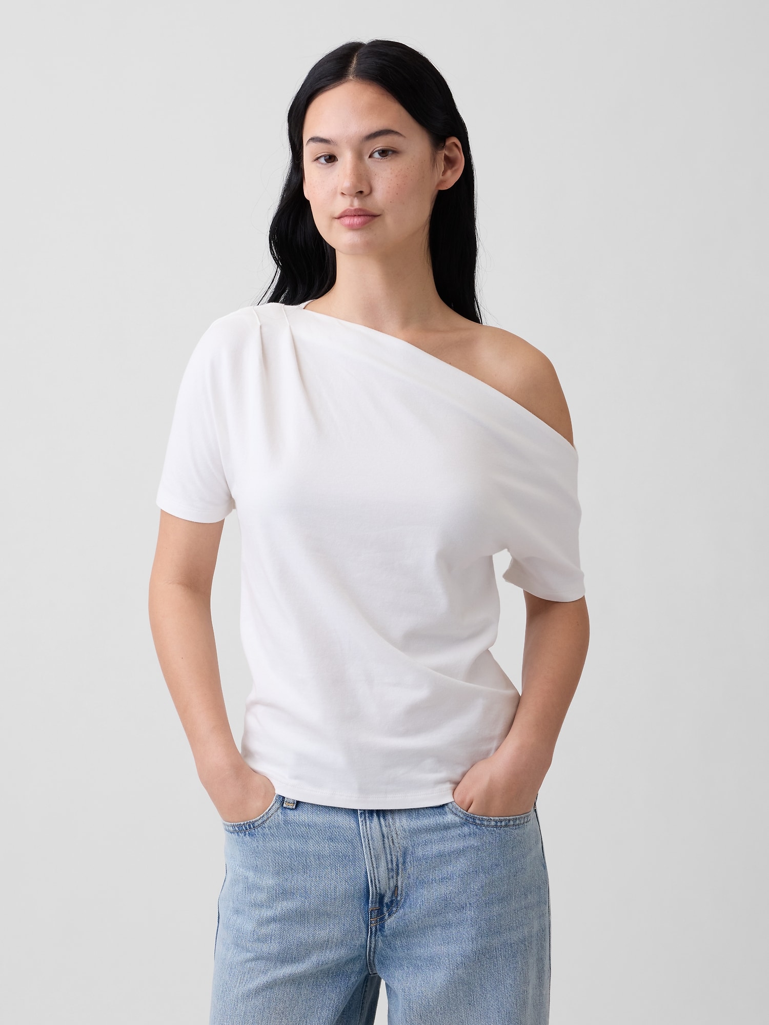 Stretch Jersey One-Shoulder Top