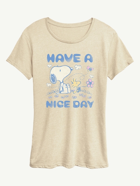 Peanuts Snoopy And Woodstock Have A Nice Day Short Sleeve Graphic T-Shirt