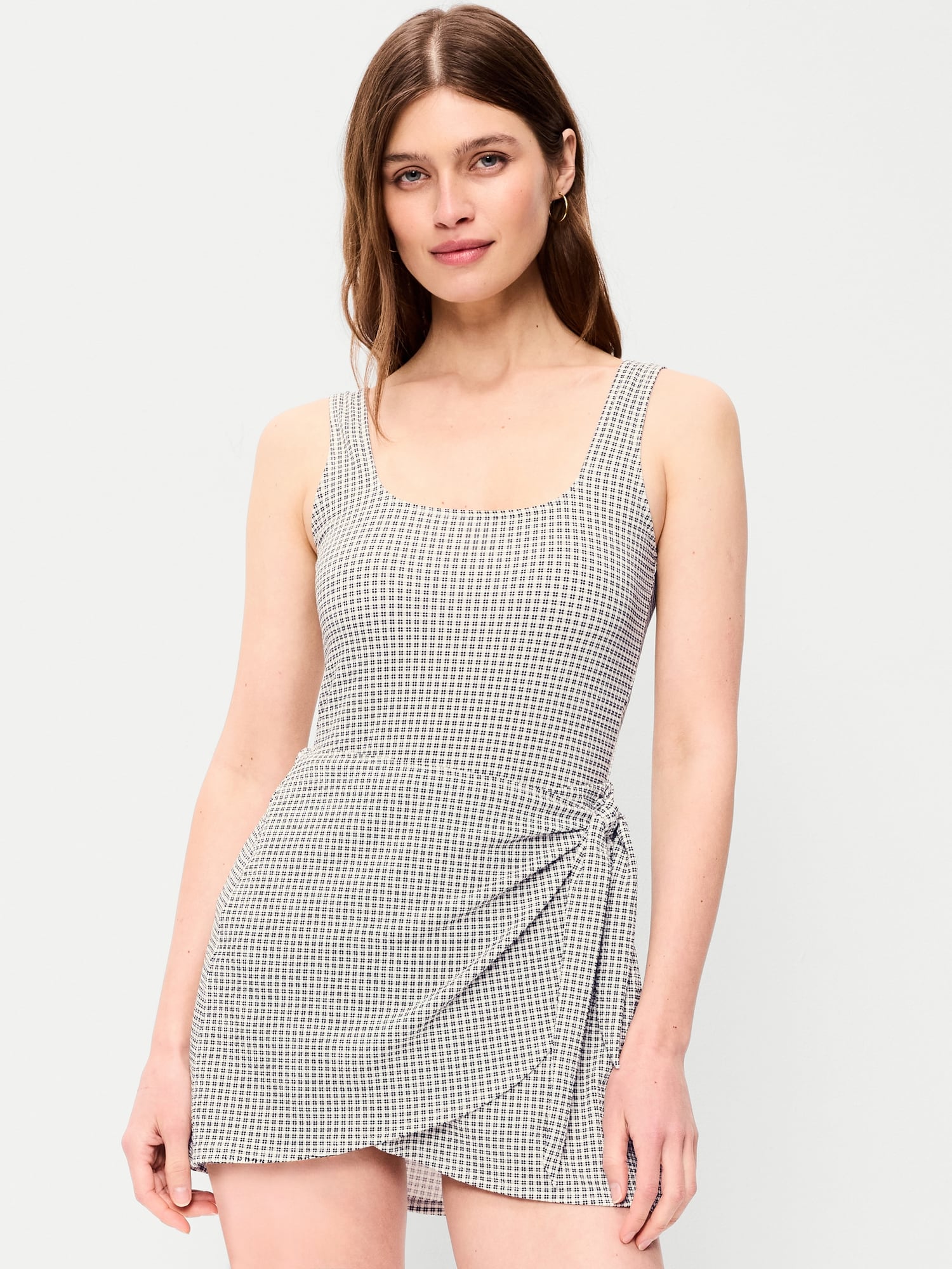 Pique Side-Tie Swim Dress