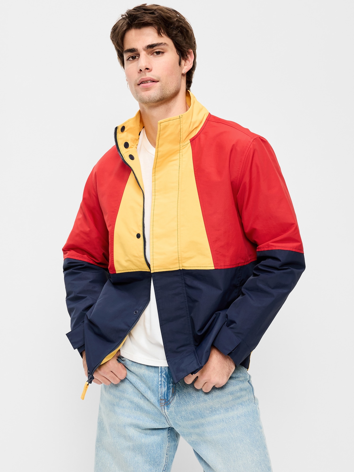 Water-Resistant Relaxed Color-Block Jacket