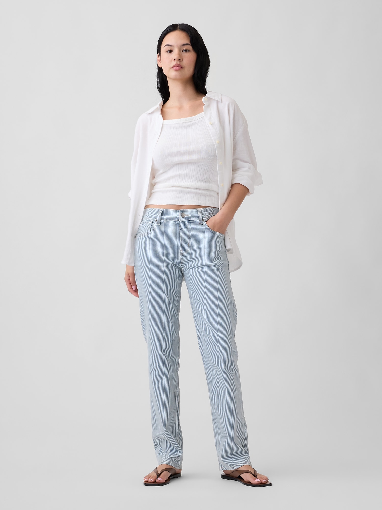 Mid Rise Stripe '90s Straight Jeans