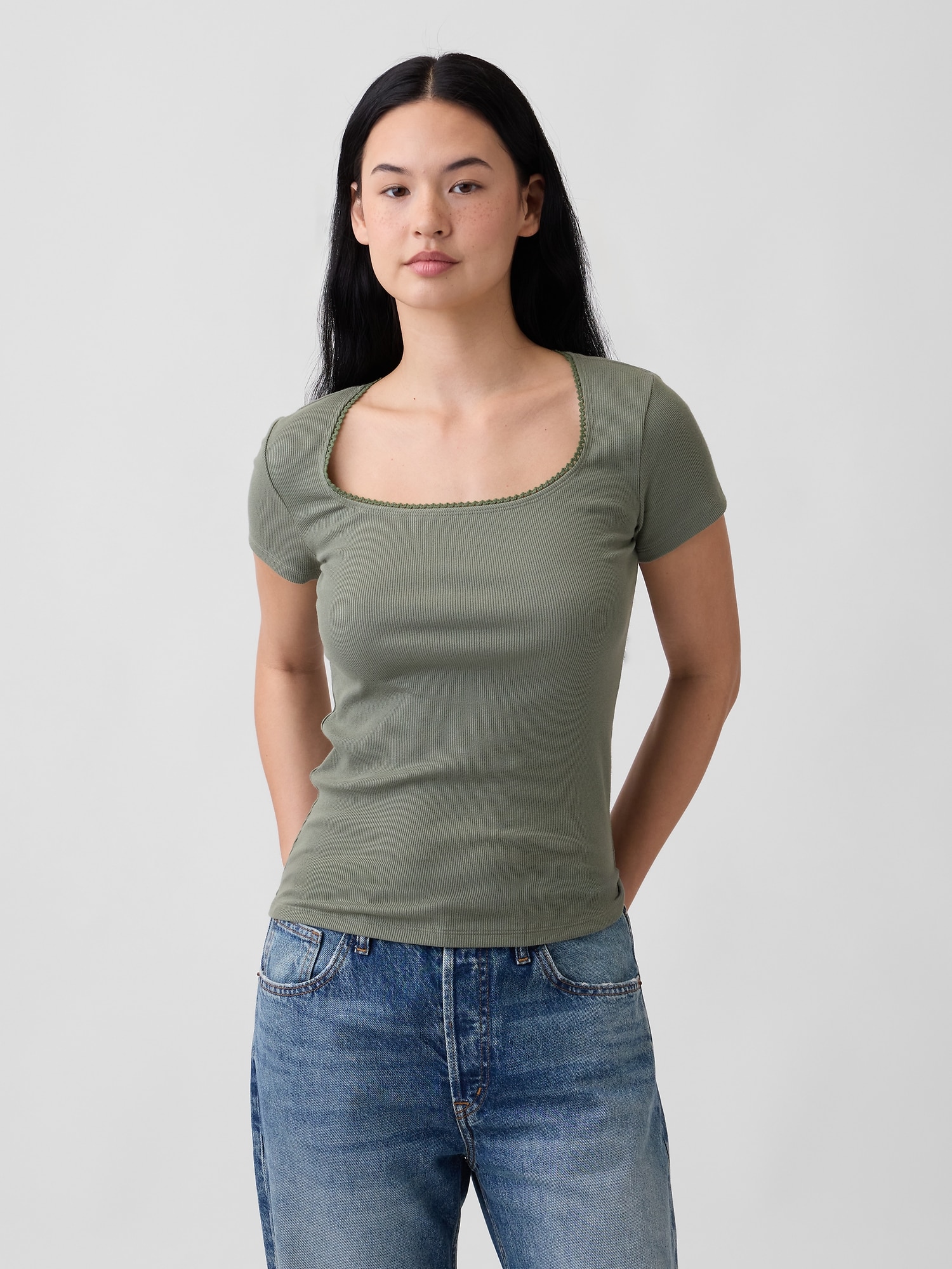 Ribbed Squareneck Top