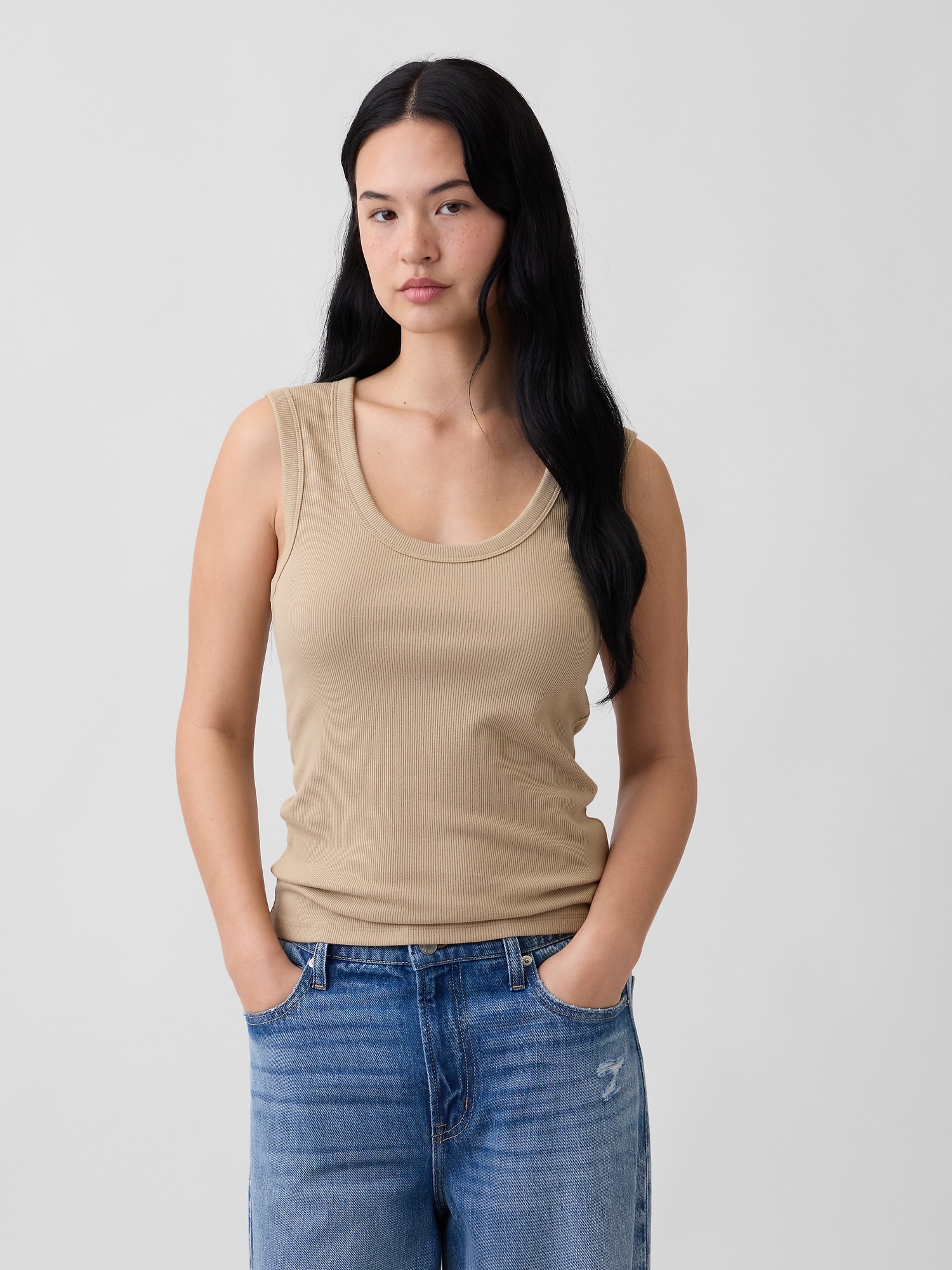 Ribbed Scoopneck Tank Top