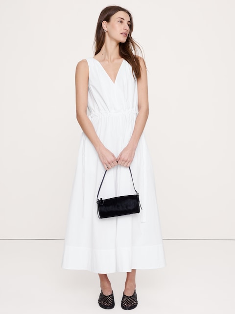 ROBE LONGUE À ÉPAULES TORSADÉES EN POPELINE