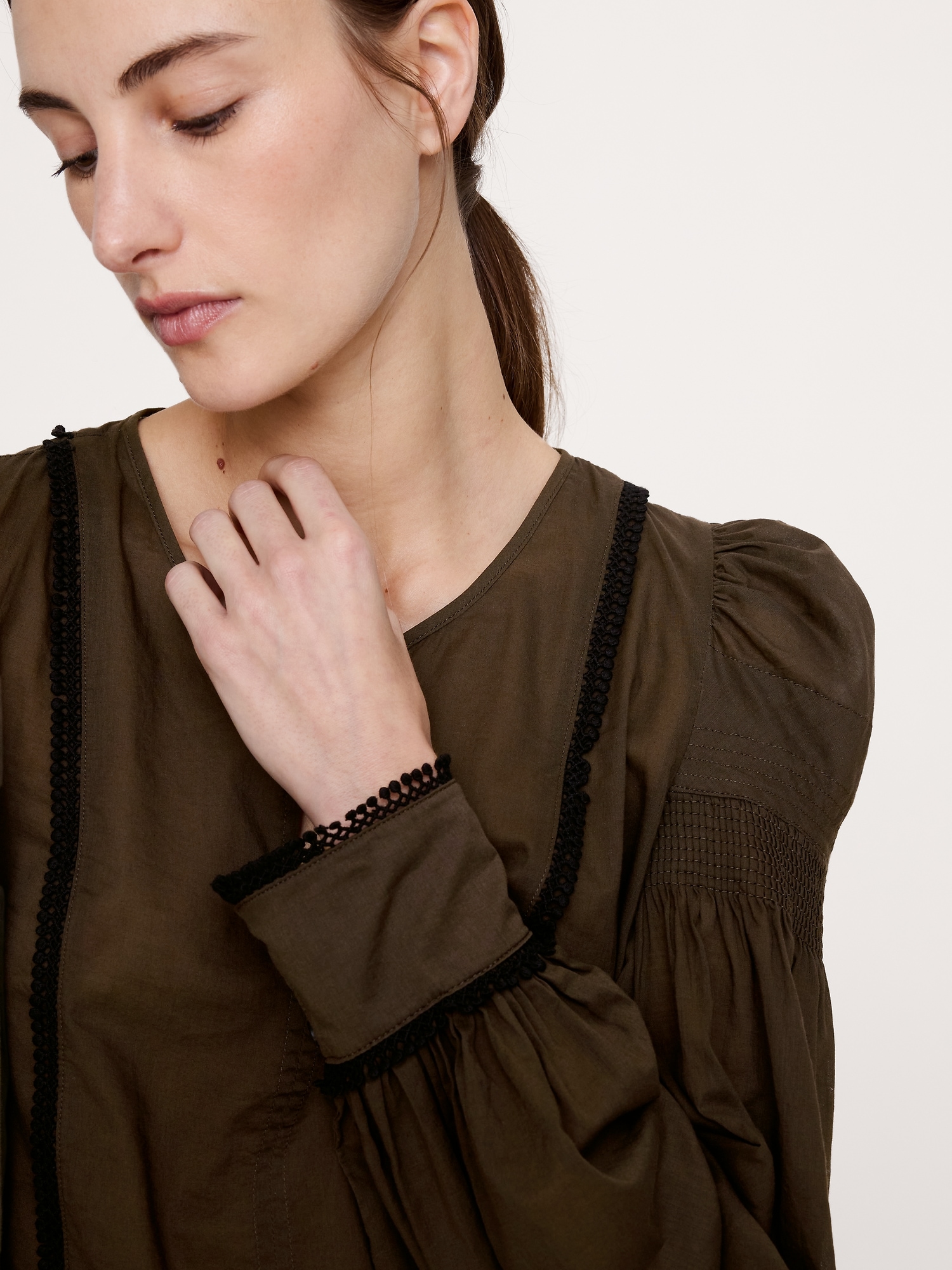 ライトウェイト コットン パフスリーブ トップス-2