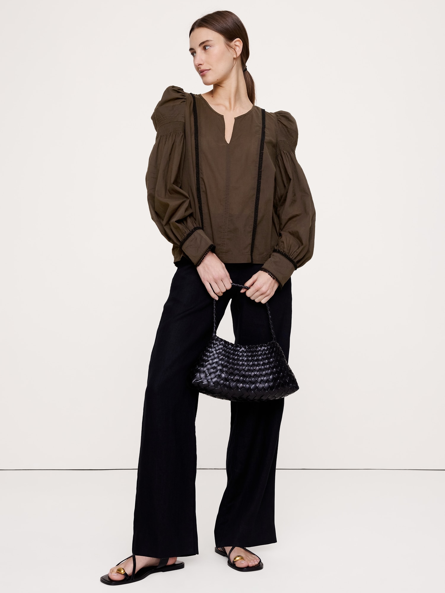 ライトウェイト コットン パフスリーブ トップス-0