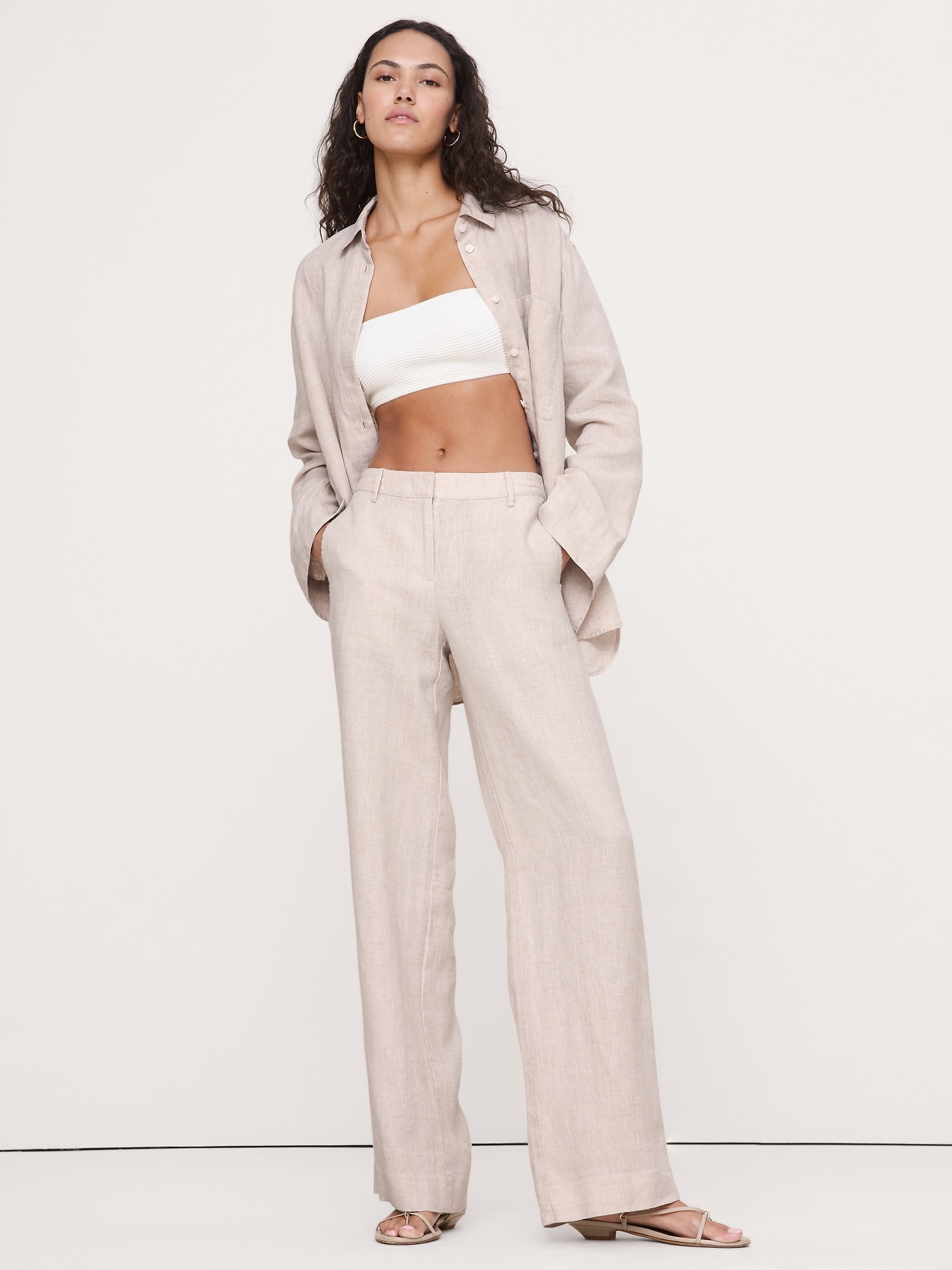 エブリデイ ワイドレッグ リネン パンツ-0