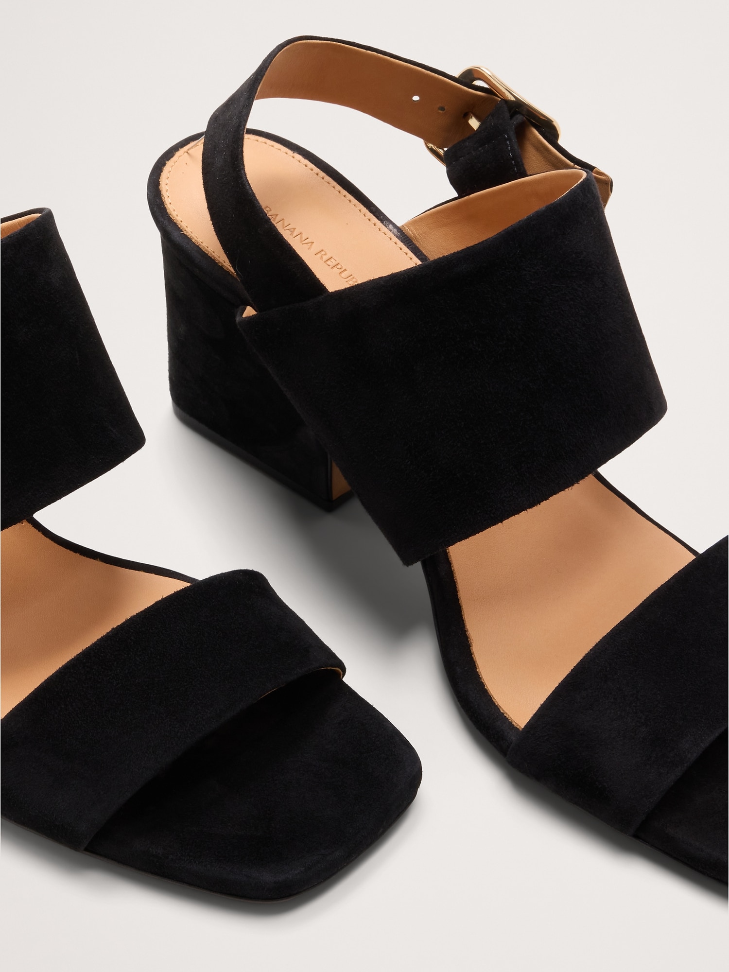 Suede Block-Heel Sandal