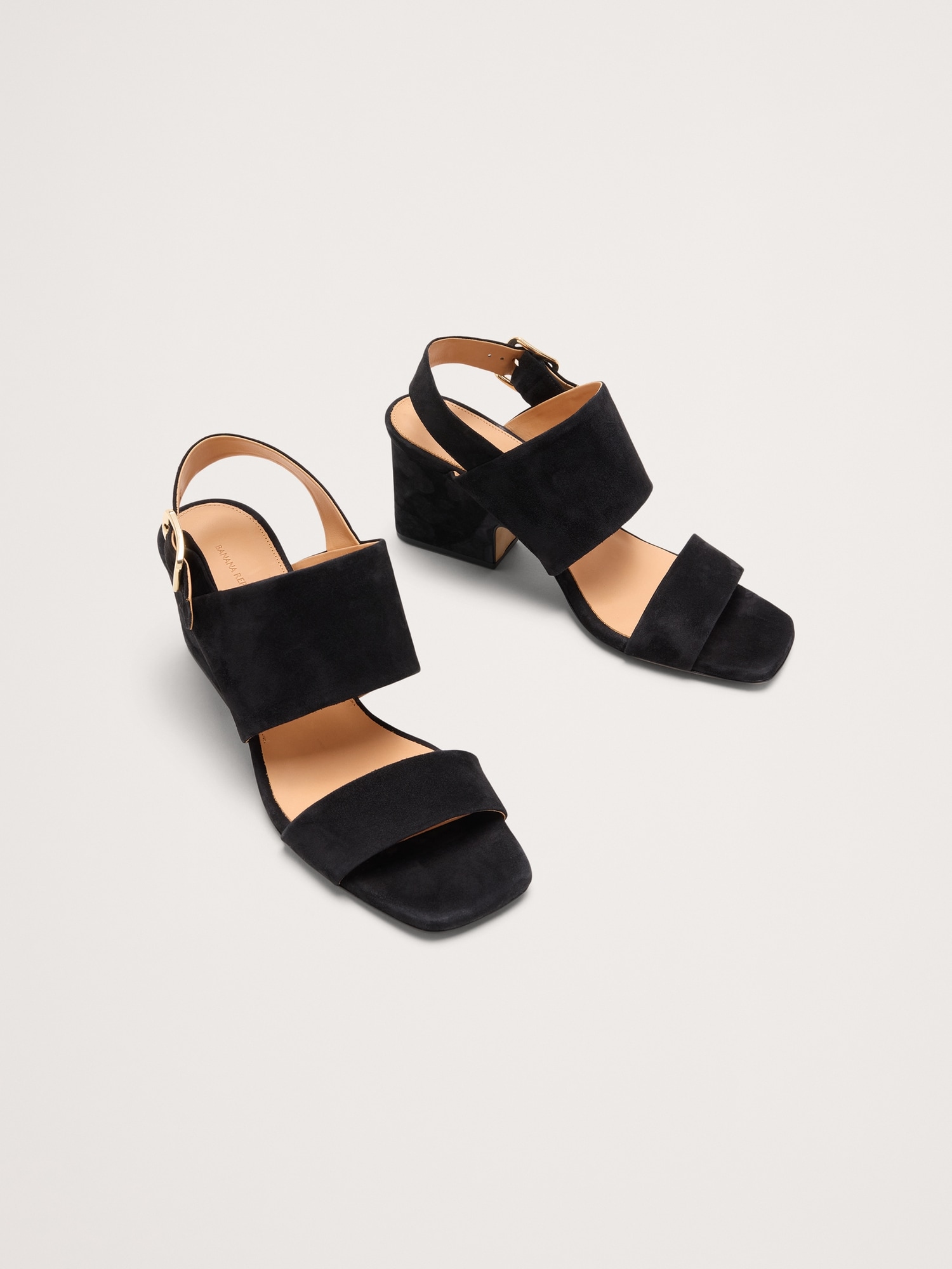 Suede Block-Heel Sandal