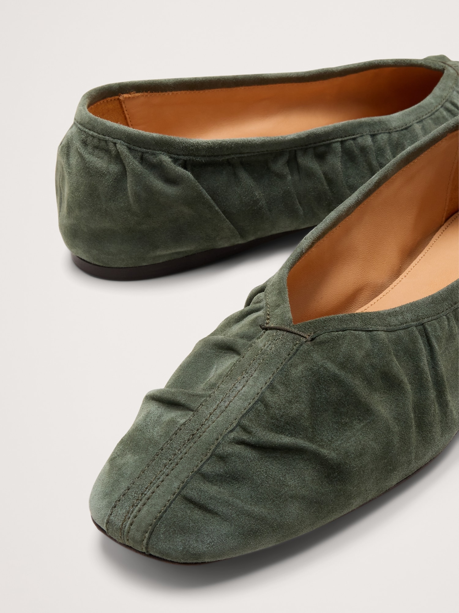 Ruched Suede Ballet Flat