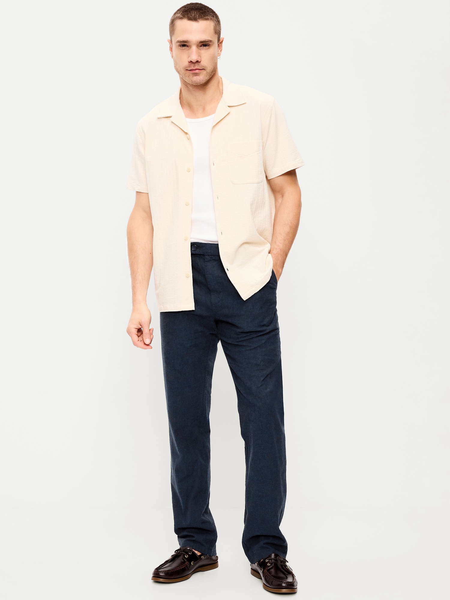 PANTALON HABILLÉ DROIT ANNÉES 1990 EN MÉLANGE DE LIN