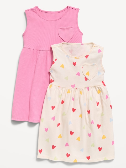 ROBE SANS MANCHES AVEC POCHE EN CŒUR POUR TOUTE-PETITE (PAQUET DE 2)