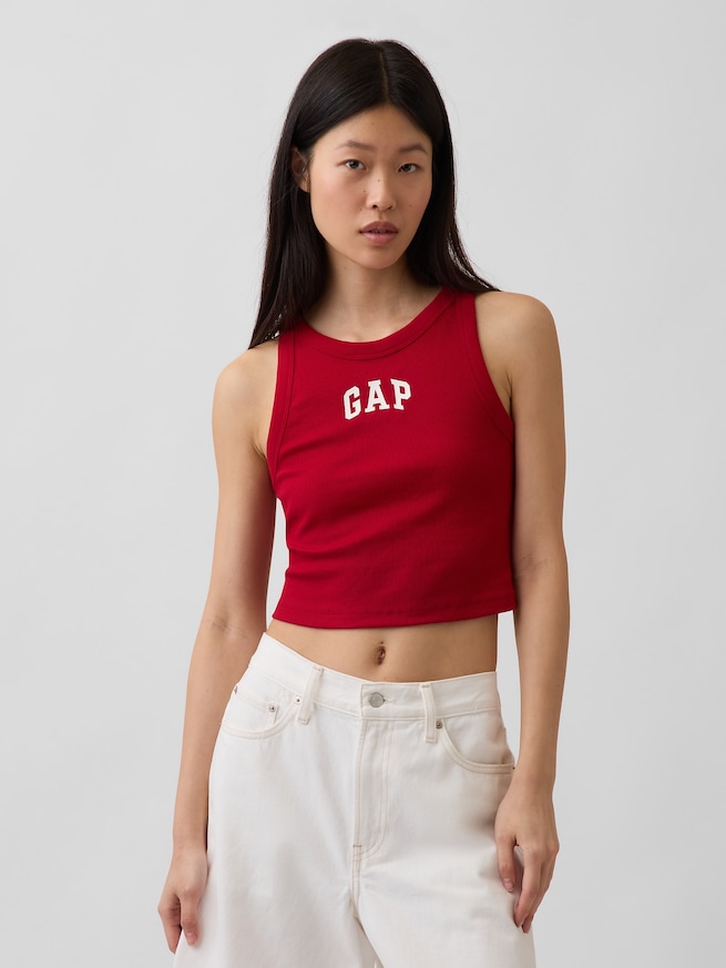 リブ GAPロゴ クロップド タンクトップ-0