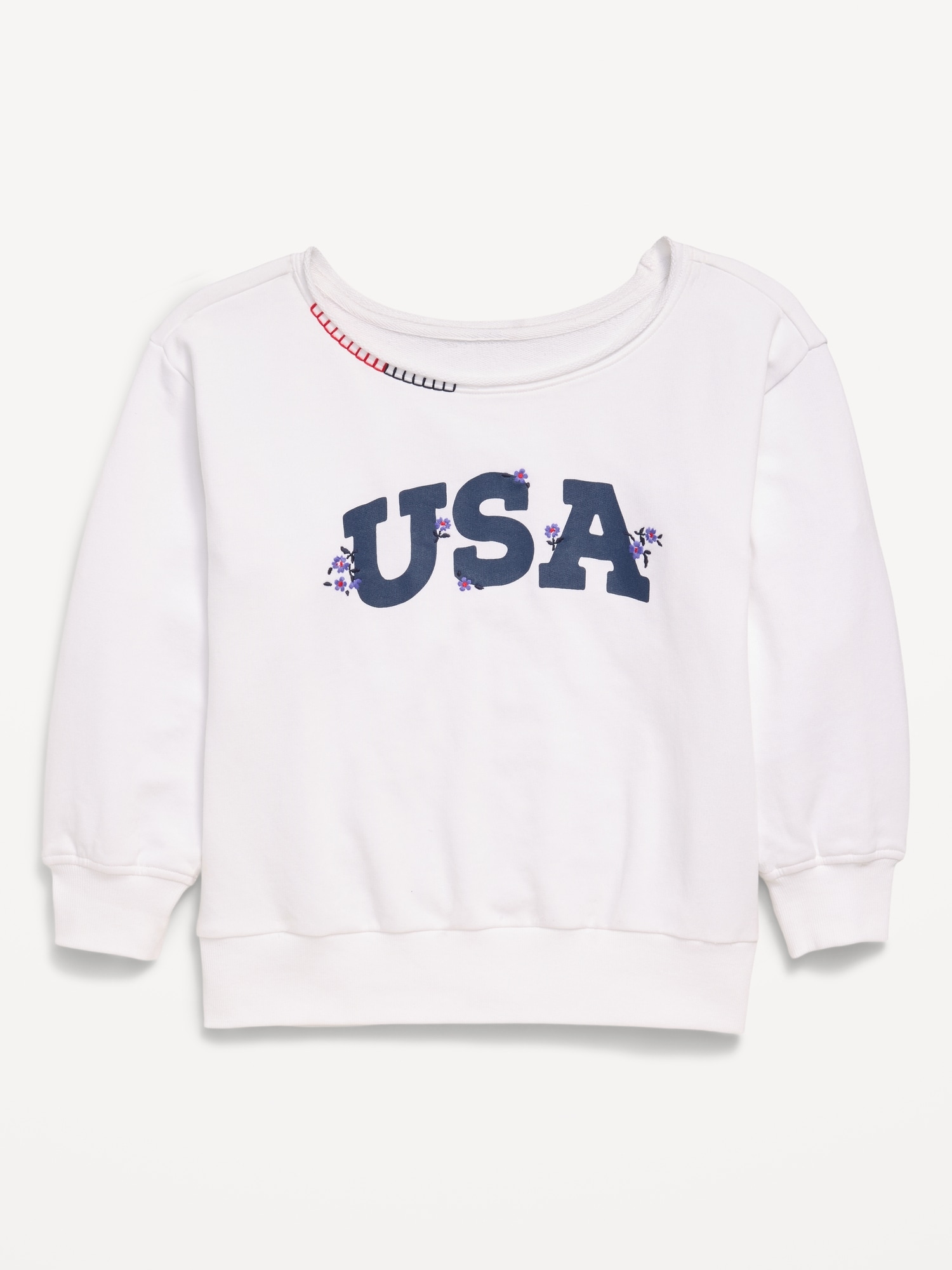 Oversized Off-Shoulder Graphic Tunic Sweatshirt for Girls