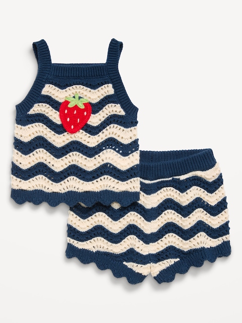 ENSEMBLE CAMISOLE ET SHORT EN TRICOT À RAYURES POUR BÉBÉ