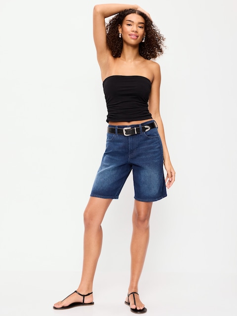 High-Waisted Wow Bermuda Jean Shorts -- 9-inch inseam