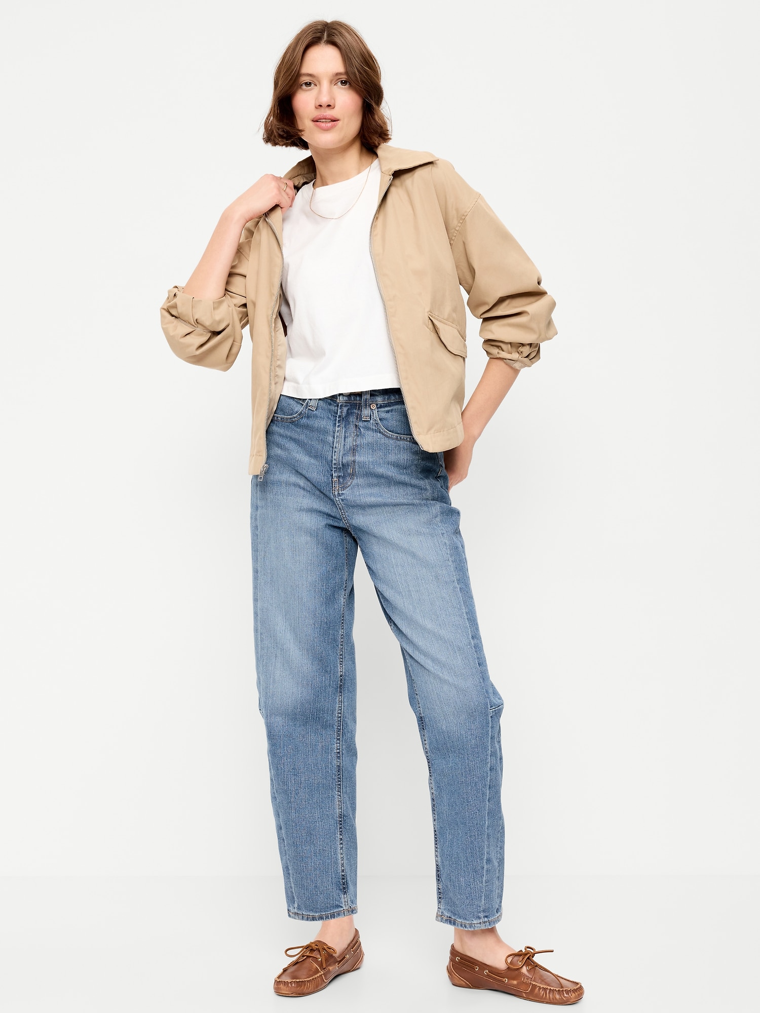 High-Waisted Barrel Ankle Jeans