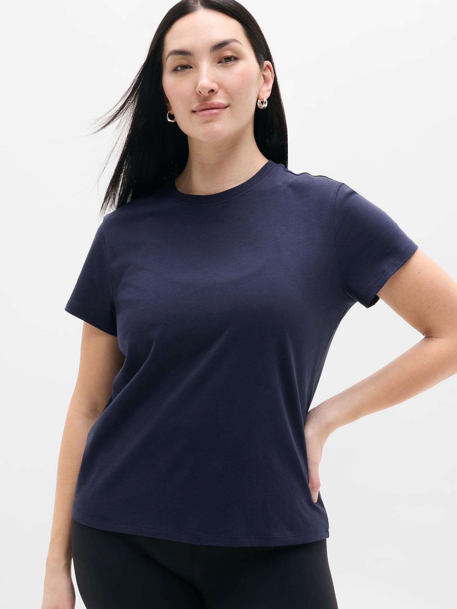 Athleta Favorite Cotton Classic Tee In Navy