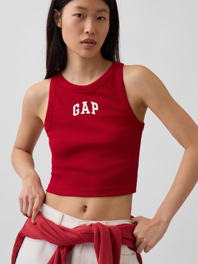 リブ GAPロゴ クロップド タンクトップ-3