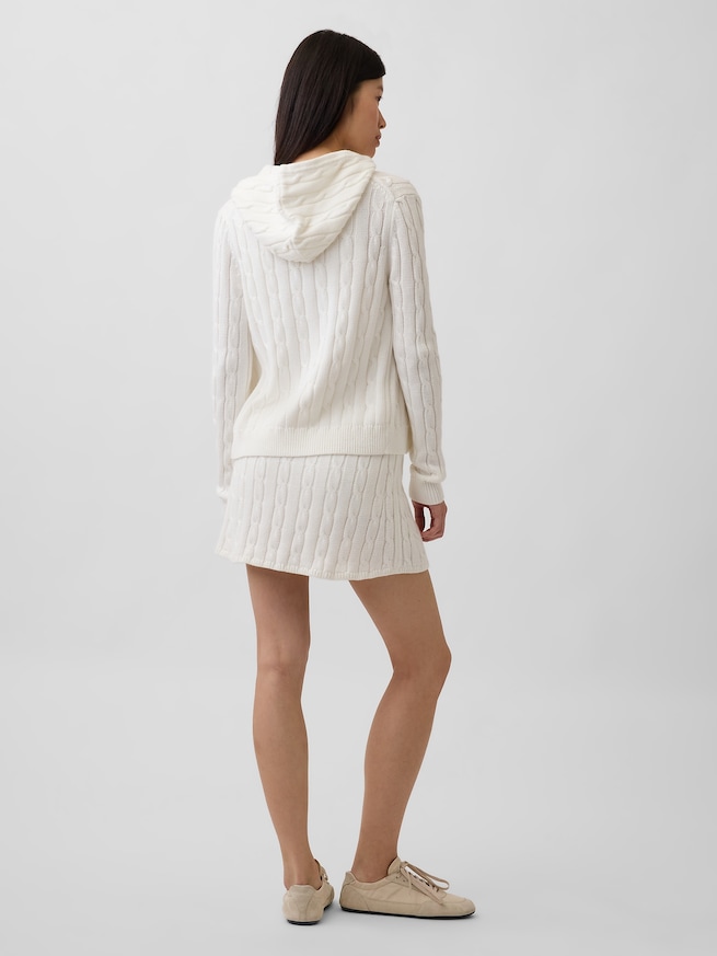 コットン100% コットンケーブルニット ミニスカート・スコート-1
