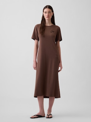 リラックスフィット GAPロゴ カットアウトTシャツ ミディワンピース