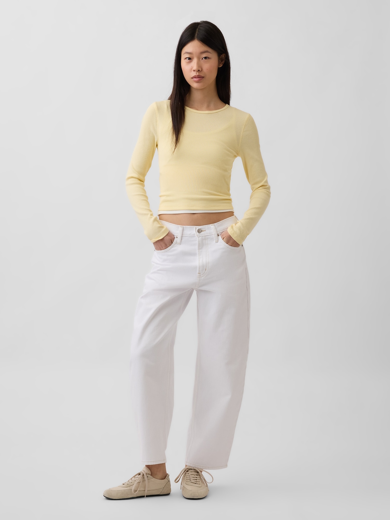 High Rise Crop Barrel Jeans