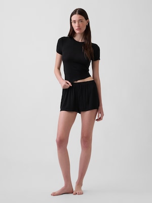 SoftMade ソフトメード モダール リブ パジャマショートパンツ