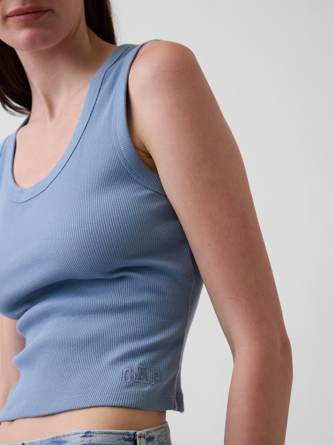 リブ クロップド スクープネック タンクトップ-3